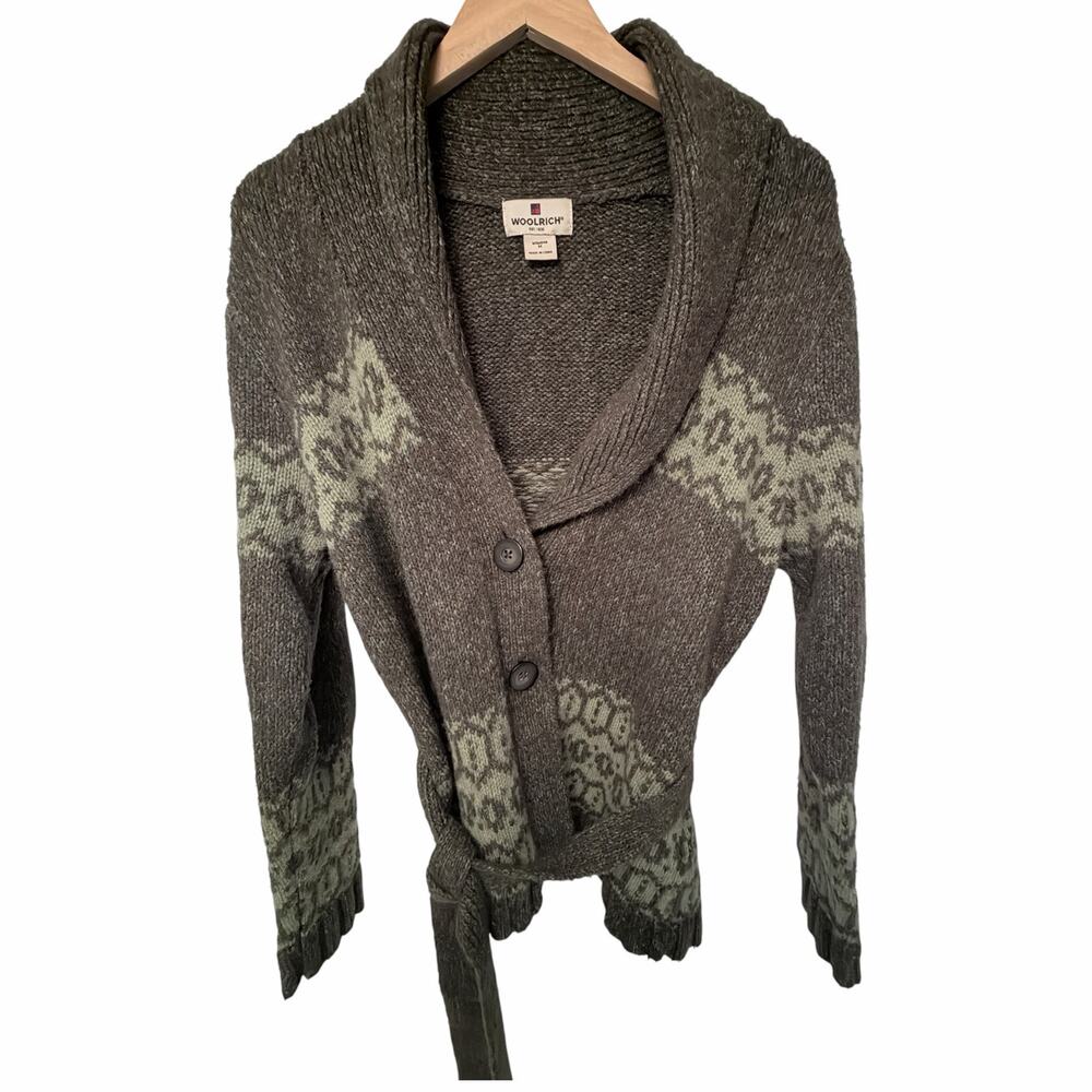 Woolrich Fair Isle Shawl Collar Belted Cardigan Women's Medium